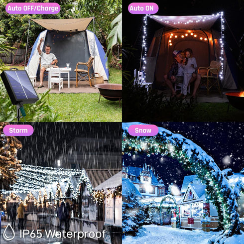 2 Pack 144ft 400 19 New Upgraded Solar Christmas String Lights Outdoor Waterproof Total Led Solar & USB Rechargeable