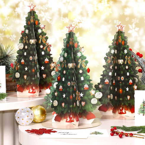 Afniimyapt 10 Set 3D 3D Christmas Tree Pop Up Cards Merry Christmas Paper Popup Greeting Card with Note Card Envelope