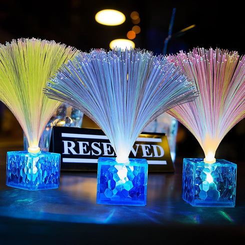 Decorations(9 Inch,Clear) Amylove Mini Fiber Optic Lamp Bulk LED Light Color Changing Table Centerpiece Glow in The