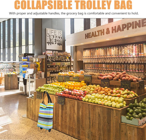 Ciieeo Portable Foldable Shopping Cart with Wheels Expandable Grocery Trolley Bag Reusable Supermarket Bag for Shopping