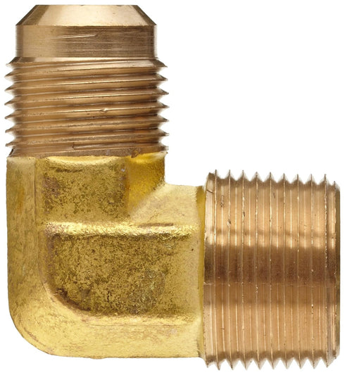 Anderson Metals 04049-1208 Brass Tube Fitting, 90 Degree Elbow, 3/4" Flare x 1/2" Male Pipe