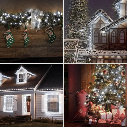 Battery Operated Christmas Lights, 33Ft 100 LED Cool White String Lights with Auto Timer, 8 Modes & Remote Control,