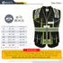 JKSafety Hi-Vis Zipper Front Black Safety Vest, 10 Pockets, Cushioned Collar, Meets ANSI/ISEA Standards