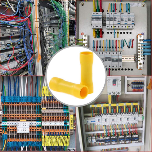 Hilitchi 100pcs Butt Insulated Splice Terminals, Electrical Wire Crimp Connectors, 12-10AWG, Yellow