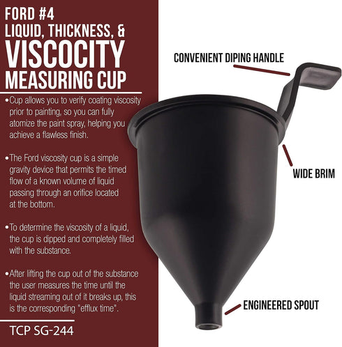 TCP Global Brand SG244 Liquid Thickness & Viscosity Measuring Cup, Ford # 4 Four, Viscosimeter for Paint