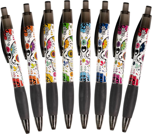 Sugar Skull Smens (2 Pack) - Scented Pens with Black Ink, Medium Point - 8 Count for Fun Writing