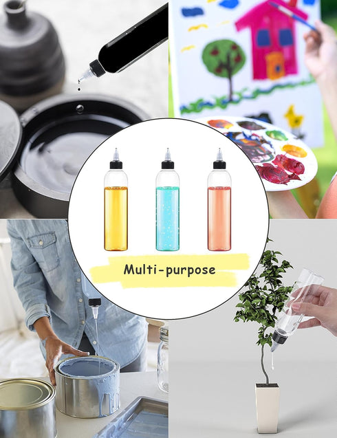 12Pcs 60ml Clear Squeeze Bottles with Black Twist Top Cap, Empty Refillable Bottles for Hair Oil, Inks, Crafts