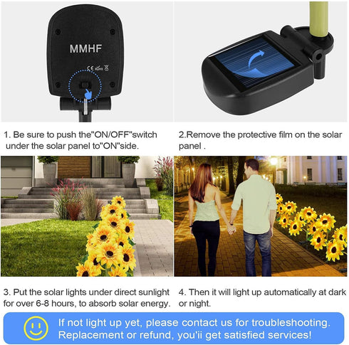 Outdoor Solar Garden Stake Lights Upgraded LED Solar Powered Light with 3 Sunflower for Garden Patio Backyard