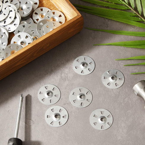 Dunzy 100 Pcs 1.38 Inch Washers for Foam Board Installation, Galvanized Steel Wall Washer