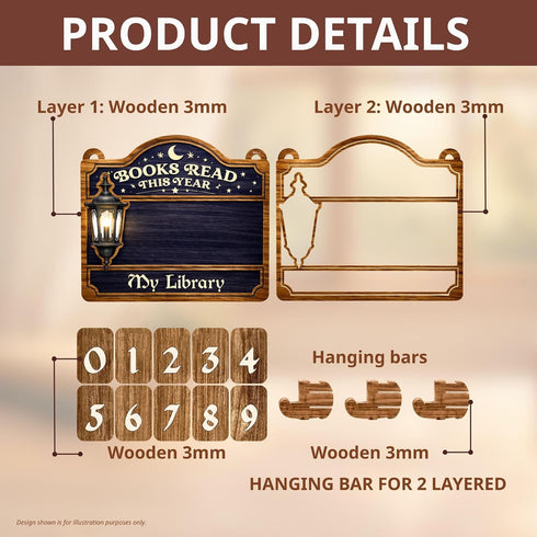 Counter, Personalized Books Read This Year Custom Name Wooden Book Tracker for Readers Book Lovers Home Decor Fans