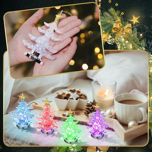Glooglitter 8 7 Pcs LED Christmas Table Lights Lighted Tabletop Lights with USB Changing Colors Mini Christmas Tree