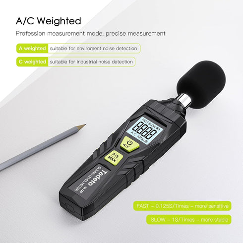 30dB 130dB Decibel Meter, Tadeto Digital Sound Level Meter Portable SPL Meter to MAX Data Hold with LCD Display