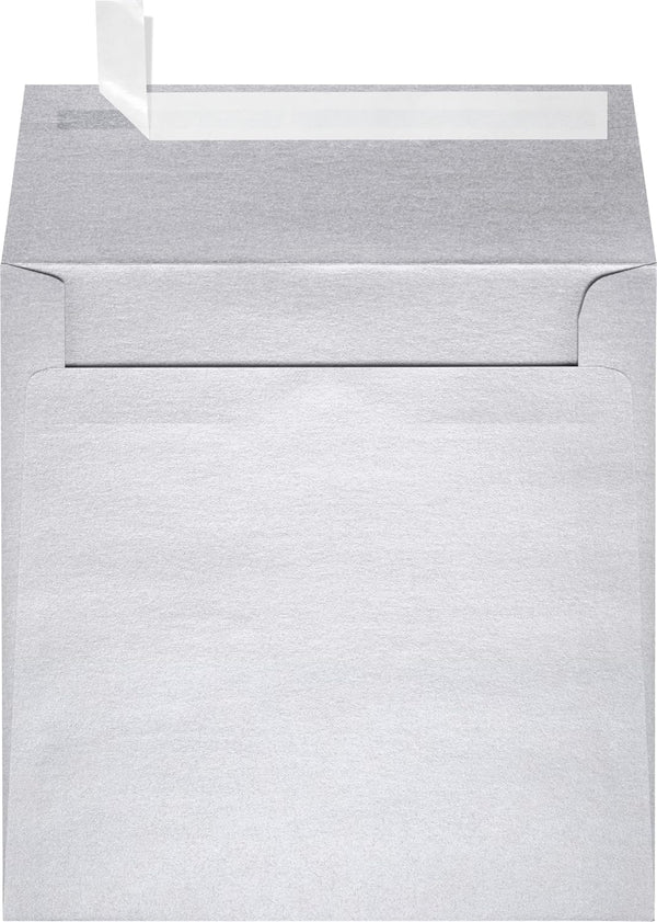 LUXPaper Square Invitation Envelopes, Peel & Press, 6" x 6", Silver Metallic, 80lb Text, 50 Qty