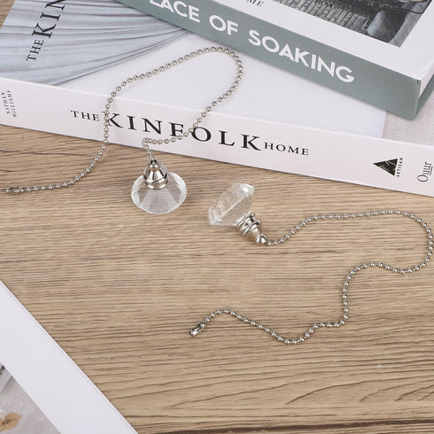 Fukaisu 2pcs Crystal Ceiling Fan Chain Extenders, Decorative Light Pull Strings Extension with Elegant Crystal Pendants