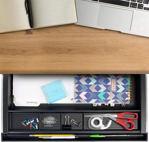 MOUNT-IT! Large Under Desk Pencil Drawer, 21.25” Width, Ball Bearing Slides Out Tray Organizer for Office Accessories