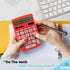 Calculator for Students, Red, Basic 12 Digits Solar Powered with Large Display for Office