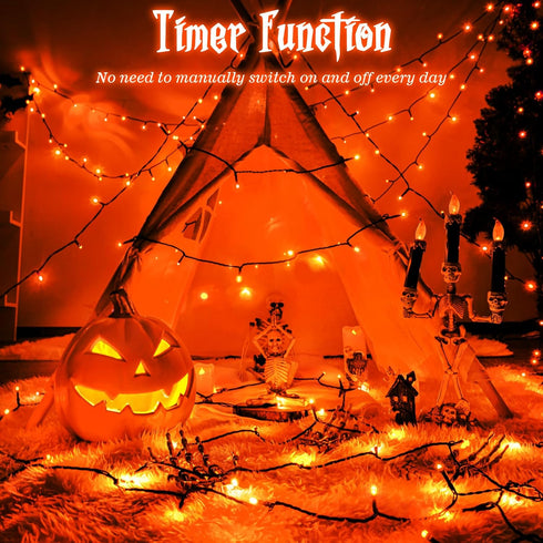FFZZKJ 100LED 33Ft 8 16.4Ft*2, 50LED*2 2-Pack Orange Lights for Halloween Lights String Outdoor Total Modes with Timer