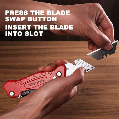 HAUTMEC Heavy Duty Folding Utility Knife with Integrated Screwdrivers, Box Cutter, Zinc Alloy Housing, 3 Extra Sharp