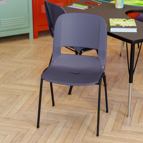 EMMA 15 661 lbs. + OLIVER Apis Heavy Duty Stack Chair - Navy Ergonomic Seat and Back - Powder Coated Frame - Stack High