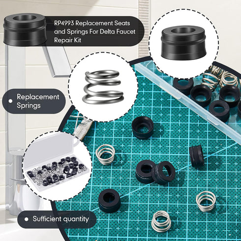 RP4993 Replacement Seats and Springs Faucet Repair Kit, Compatible with Faucet Rod Replacement, Black
