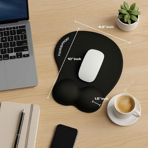 FOUR SUPPORT Recommended 10.1L 8.5W inches Ergonomic Gel Mouse Pad with Wrist Rest for Pressure-Relief Orthopedic Style