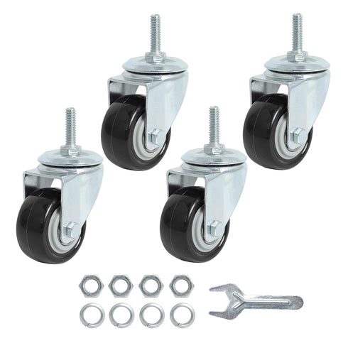 Finnhomy 2 Inch Heavy Duty Stem Caster Wheels, Threaded Swivel Casters Set of 4 for Wire Shelves - Black