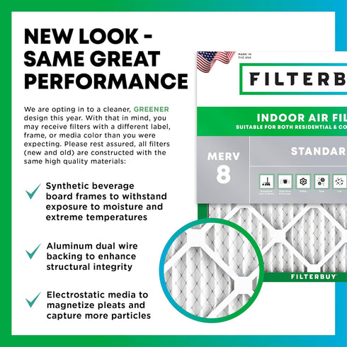 Filterbuy 12x24x1 Air Filter MERV 8 Dust Defense (1-Pack), Pleated HVAC AC Furnace Air Filters Replacement