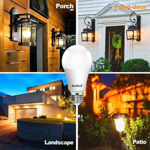 Bulbs, 9W 6000K 60W A19 E26 AC120V, Bulb (2 Pack) Boxlood Dusk to Dawn LED Light Built in Light Sensor, Plug and Play