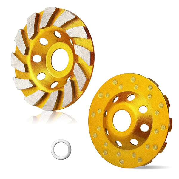 4 Inch Concrete Turbo Diamond Grinding Cup Wheel - Heavy Duty Angle Grinder Wheels with 12 Segs