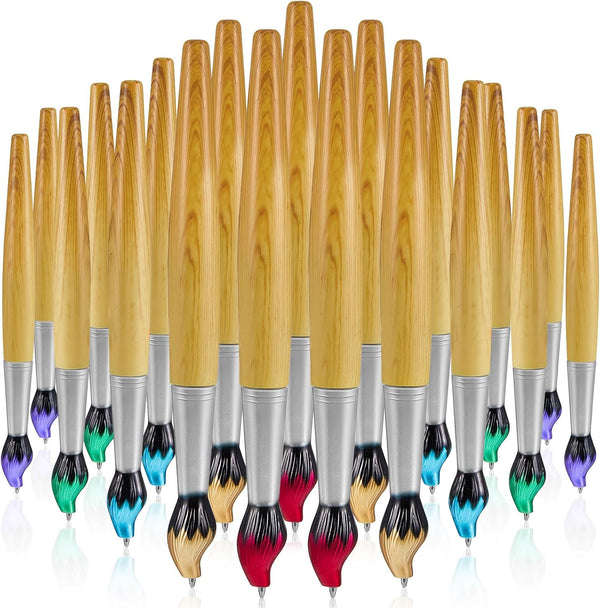Outus Bamboo Brush Shape Ballpoint Pen - 30 Pieces Novelty Retractable Paintbrush Ink Pens for Art Activities