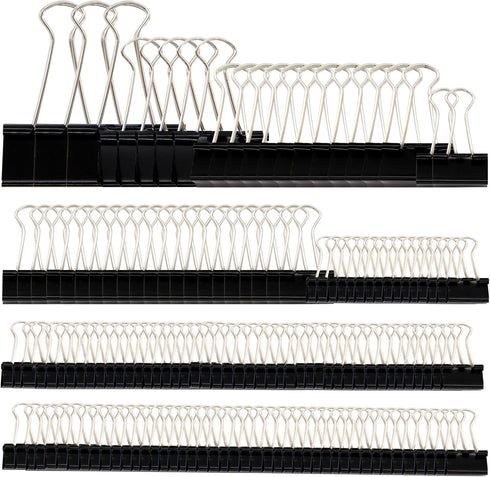 DSTELIN Binder Clips, 150 Count Assorted Sizes (Black), Large, Medium, Small, X Small, Micro