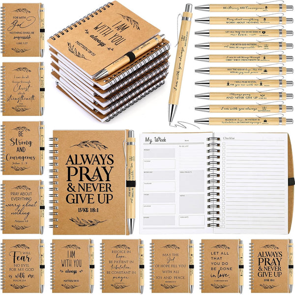 Spakon 20 Sets Christian Gifts for Women, Prayer Journals, Notepad, Christmas Spiral Daily Planner, Religious Party