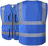 Class 2 Retro-Reflection Safety Vests 9 Pockets and Front Zipper ANSI/ISEA 107-2015(Blue-3, 2X-Large)