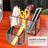 Tempered Glass Pencil Holder for Desk, 3 & 4 Compartments Desktop Storage Organizer for Office and School Supplies