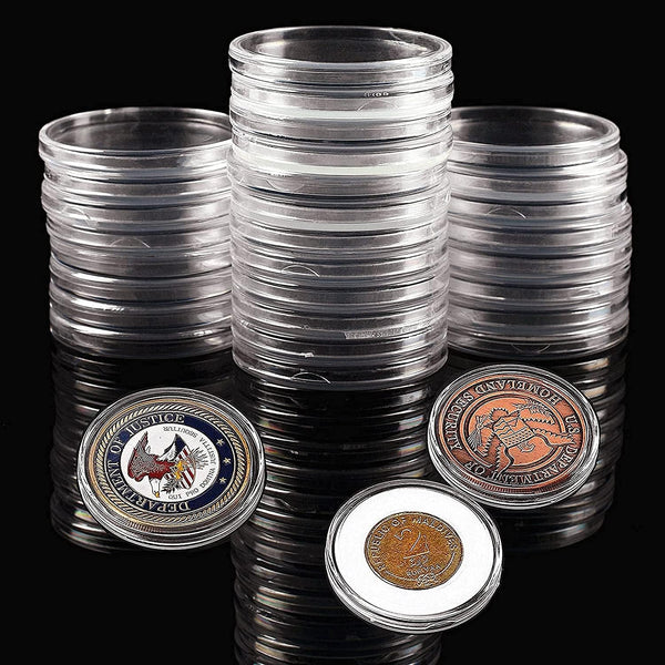 Ettonsun 30 Pieces 45mm Coin Capsules, Coin Holders for Collectors, Plastic Storage Container for Coin Collection