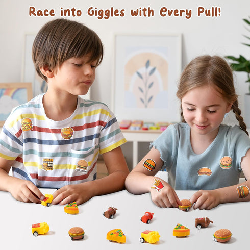 CY2SIDE 12 Pack Set 4-in-1 Fast Food Stationery Gift - Back to School Gift Include Ballpoint Pen Sticky Note Sticker