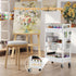 Rcemlip 3 Tier Rolling Cart Metal with DIY Pegboard, White Utility Cart with Lockable Wheels, Three Tiered Craft Cart