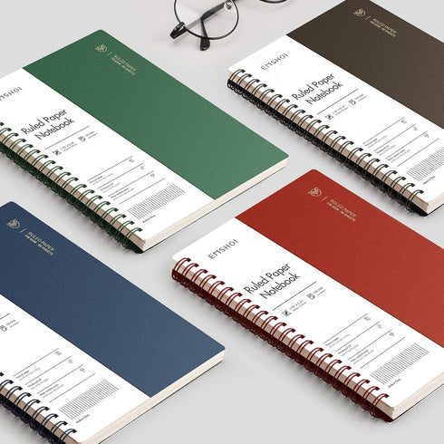 EMSHOI Lined Journal Spiral Notebook, 5.7" x 8.22", 4 Pack, 640 Pages, 100gsm Thick Paper, A5 Small Notebooks