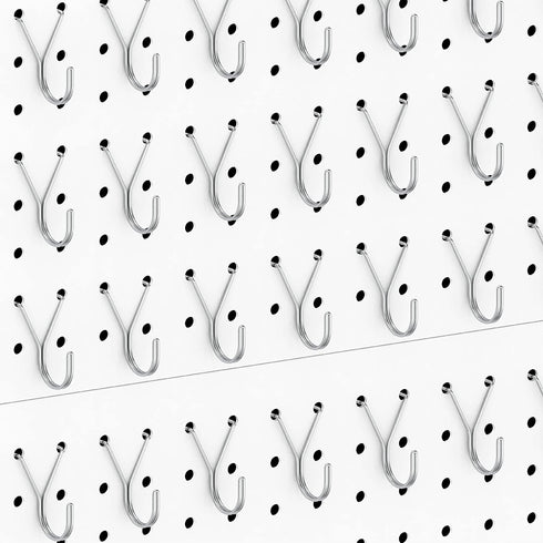 HUHOLE 80 Pack Pegboard Hooks, J-Hook, 1 Inch Silver Hooks, Ideal Display Pegs for Hanging Jewelry, Tools, Retail Items