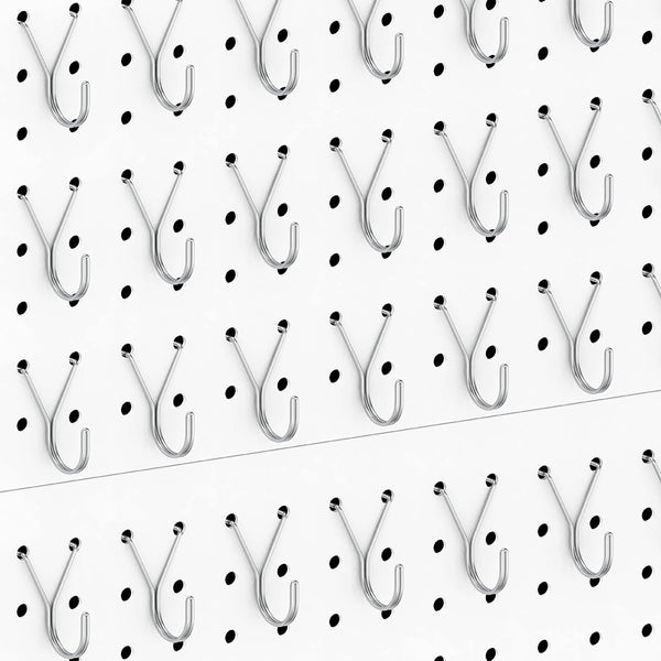 HUHOLE 80 Pack Pegboard Hooks, J-Hook, 1 Inch Silver Hooks, Ideal Display Pegs for Hanging Jewelry, Tools, Retail Items
