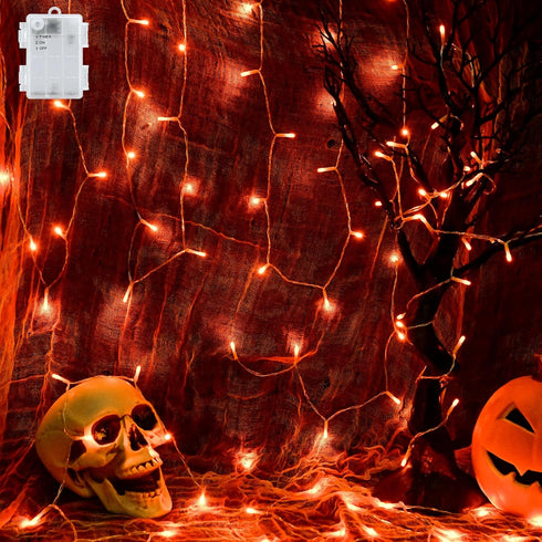cshare Halloween String Lights Battery Operated With Timer - 9.8ft 30LED Orange Waterproof