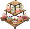 ELITEROO 3-Step Tiered Corner Display Shelves, Portable Wooden Retail Cupcake Food Stand