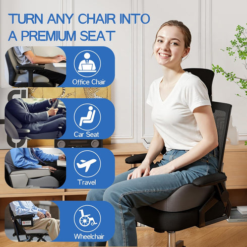 Tailbone Benazcap Large Memory Foam Seat Cushion Lumbar Support Pillow for Sciatica & Pressure Relief Coccyx Pad
