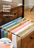 Plastic Hanging File Folders, 12 Pack, 2'' Fixed Width, Heavy Duty for Filing Cabinet, Pastel Colors