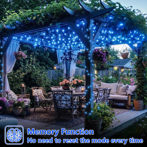 4 Pack 33ft 100 8 YEGUO Blue Solar Fairy Lights, Each LED Christmas Lights Outdoor Waterproof, Modes Sliver Wire Solar