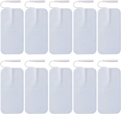 10 Pieces Large Reusable Electrode Pads - Premium TENS Unit Pads with Standard 2mm PIN Connector