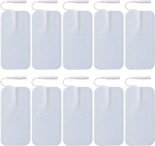 10 Pieces Large Reusable Electrode Pads - Premium TENS Unit Pads with Standard 2mm PIN Connector