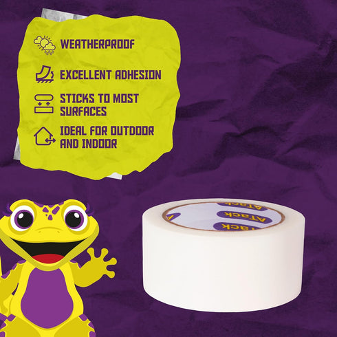 ATack Duct Tape Clear Cotton Textile, 2-Inches x 30 Yards, Heavy-Duty Repair, Packing, Weatherproof