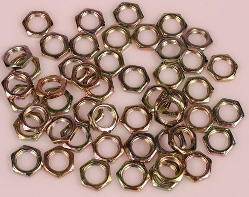 Creative Hobbies ELY233 Steel Hex Lock Nut Fasteners, Yellow Zinc Coated, Fits 1/8IP Lamp Pipe (Pack of 50)