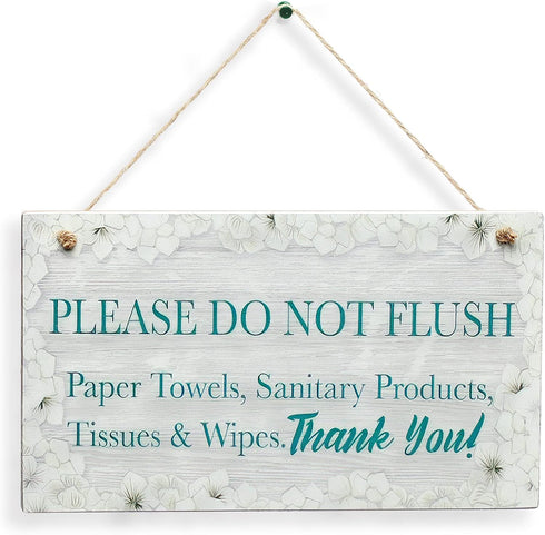 CAKIROTS Bathroom Door Sign - Please Do Not Flush Paper Towels, Sanitary Products, 10x6 inch Warning Notice
